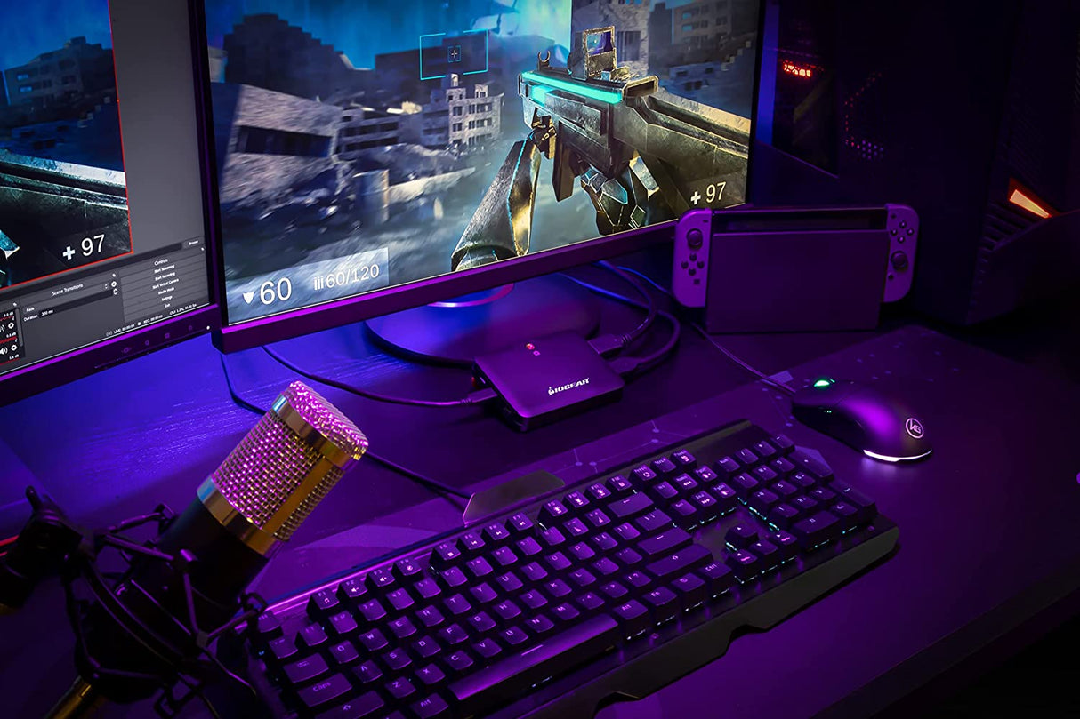 IOGEAR Upstream Mobile Capture Adapter 4K Input, 1080p Capture, Mobile Capture,USB-C and A Host Support Video Output, 1/4" Mounting Screw, UVC Support,OBS & Camerafi Support, PD Passthrough (GUV302P)