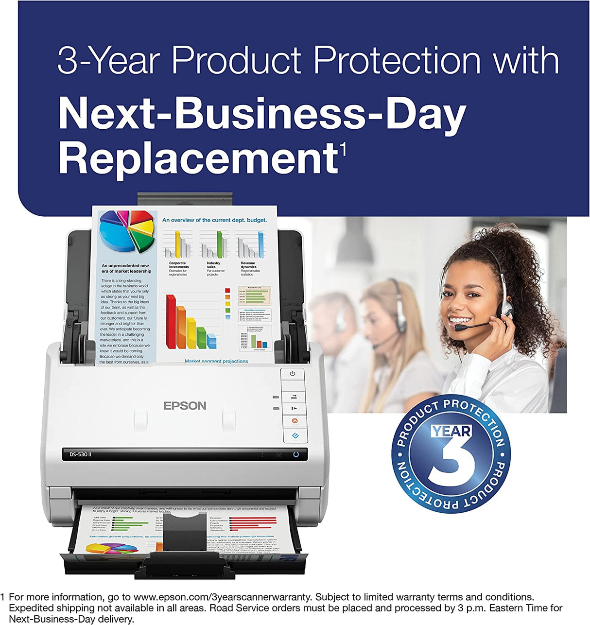 Epson DS-530 II Color Duplex Document Scanner for PC and Mac with Sheet-fed, Auto Document Feeder (ADF)