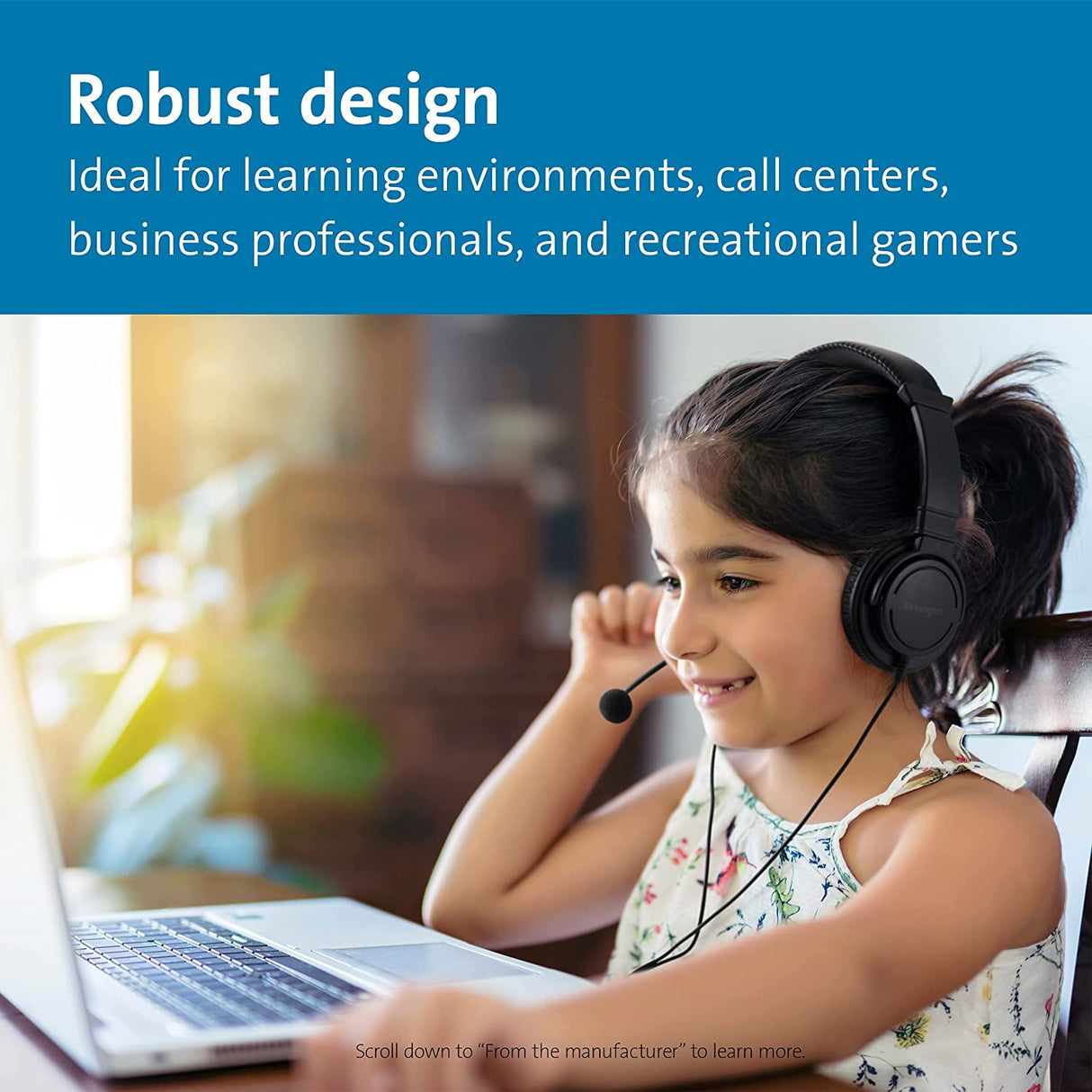 Kensington Hi-Fi USB Headphones with Mic & Volume Control Button (K33065WW)