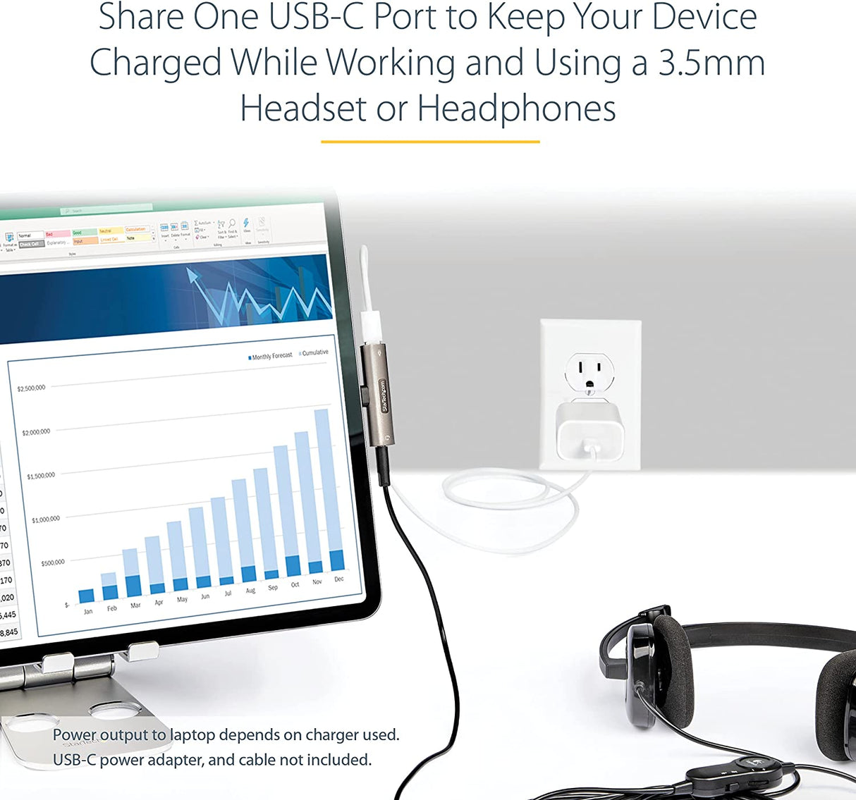 StarTech.com USB C Audio & Charge Adapter - USB-C Audio Adapter w/ 3.5mm TRRS Headphone/Headset Jack and 60W USB Type-C Power Delivery Pass-through Charger - For USB-C Phone/Tablet/Laptop (CDP235APDM) w/ 3.5mm audio + 60W Charge