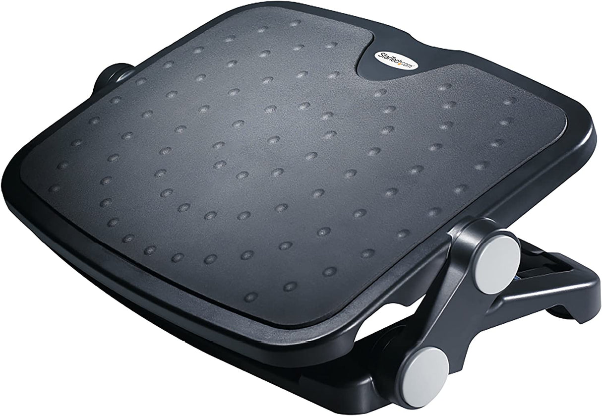 StarTech.com Under Desk Foot Rest - 18in x 14in - Adjustable Height and Angle - Foot Stool - Footrest for Desk - Office Foot Rest (FTRST1), Black Adjustable Foot Rest