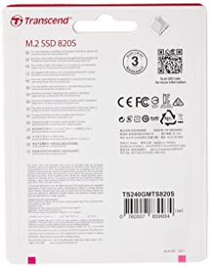 Transcend TS240GMTS820S 240GB M.2 SATA III 6GB/S SSD 3D TLC Flash 80mm Form Factor