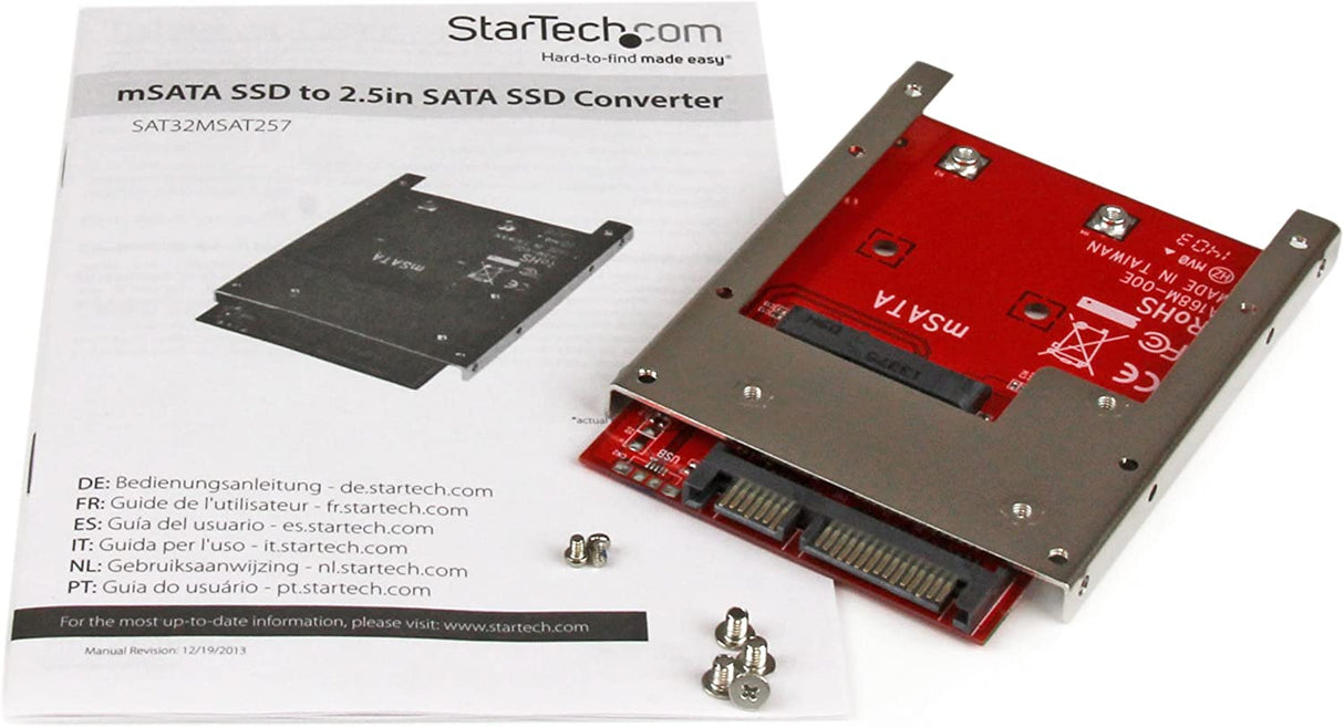 StarTech.com mSATA SSD to 2.5in SATA Adapter Converter - mSATA to SATA Adapter for 2.5in bay with Open Frame Bracket and 7mm Drive Height (SAT32MSAT257) 2.5" SATA mSATA Drive