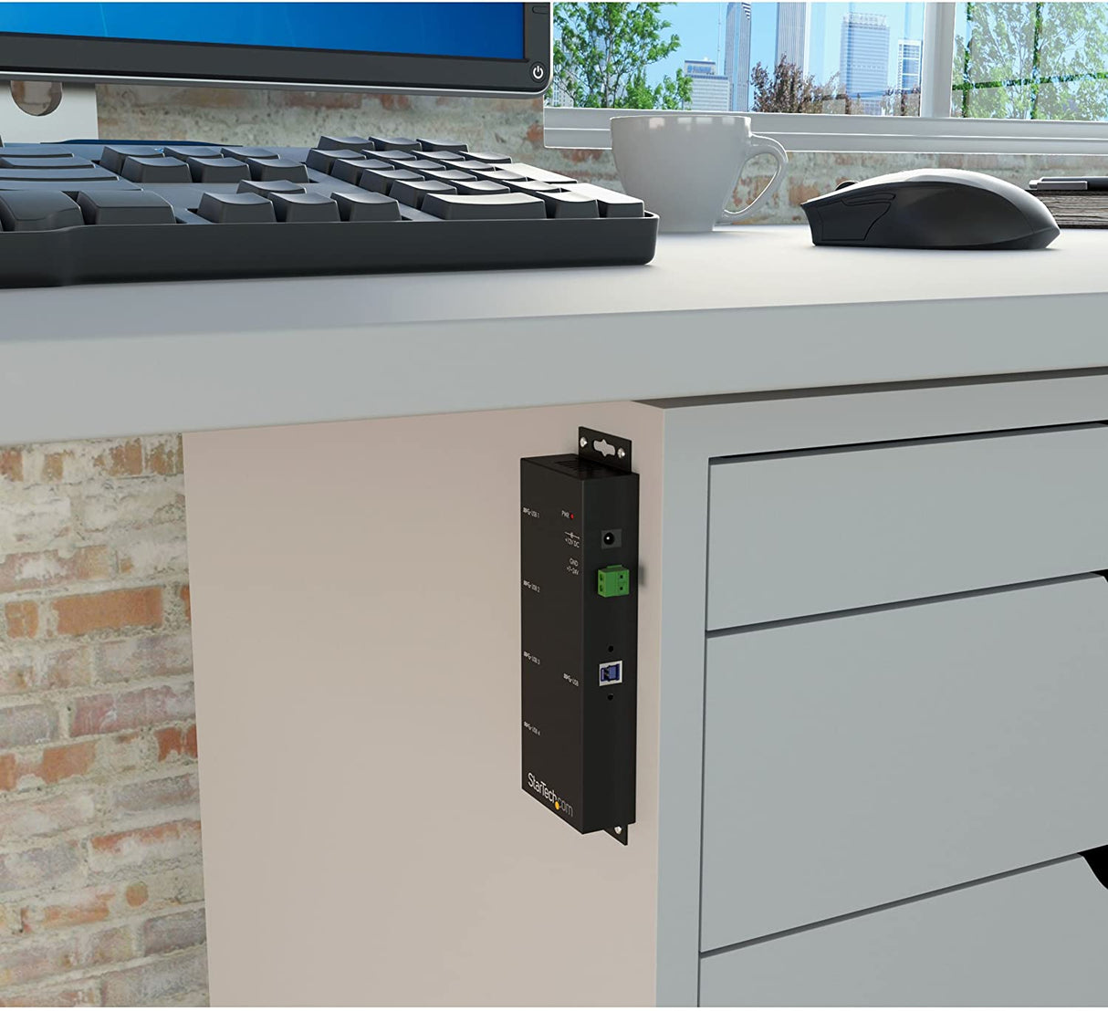 StarTech.com 4-Port USB 3.0 Hub - Metal Industrial USB-A Hub - Wall or Desk Mountable USB Data Hub - TAA Compliant USB Expander Hub (ST4300USBM)