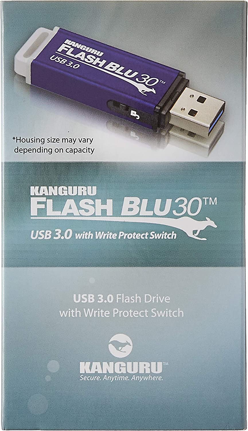 Kanguru solutions Flashblu30 with Physical Write Protect Switch SuperSpeed USB3.0 Flash Drive