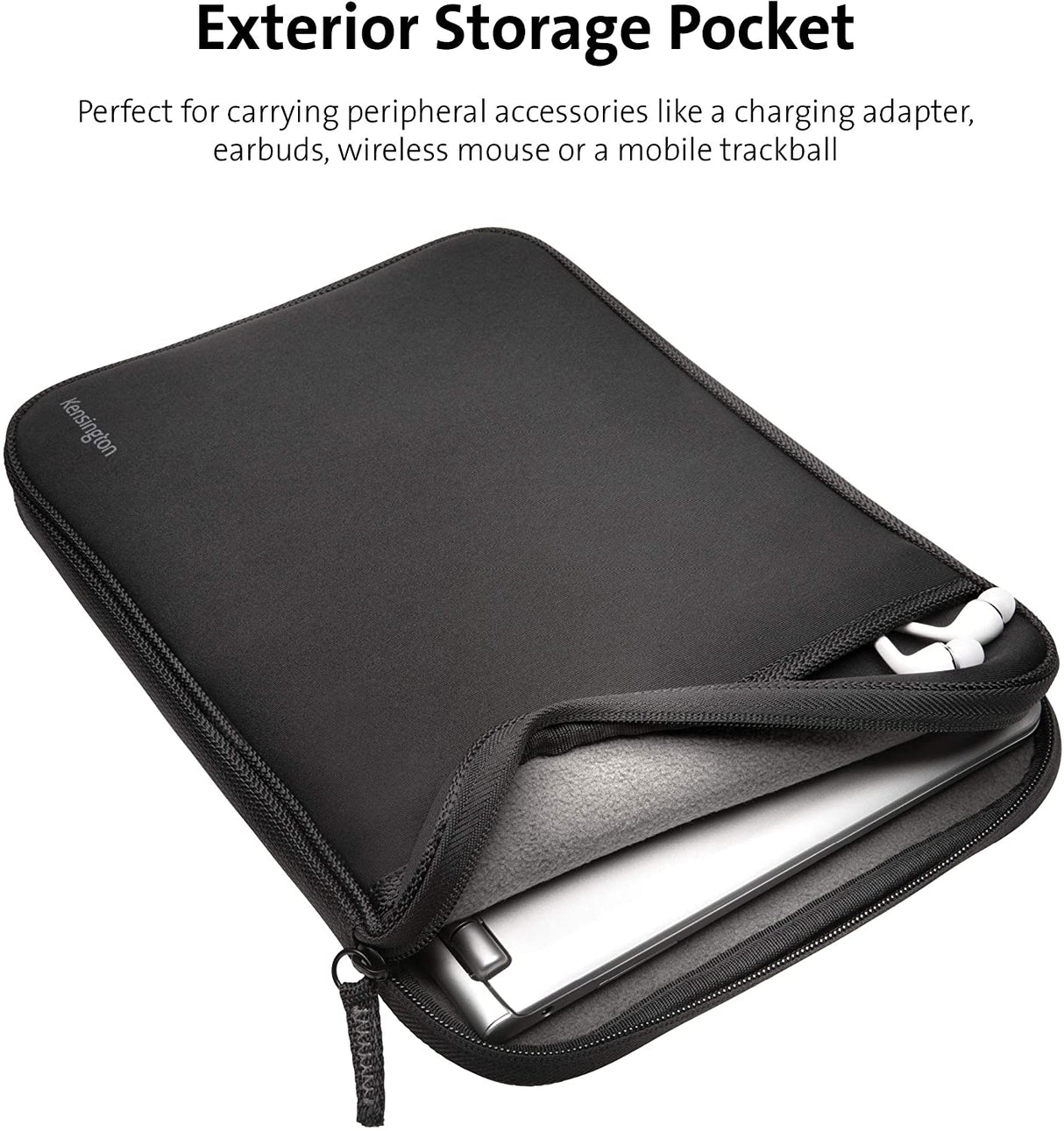 Kensington 14-Inch Laptop Chromebook Sleeve with Storage Pocket (K62610WW),Black 14"
