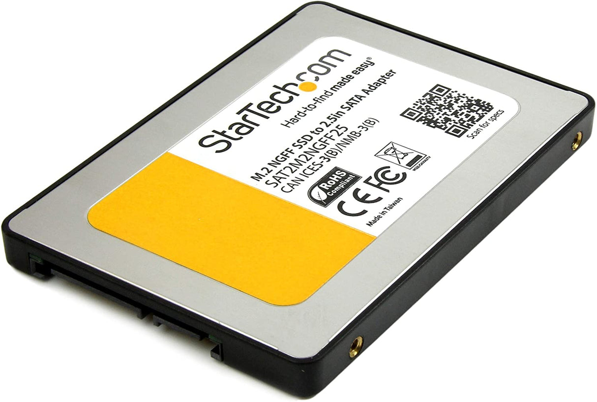 StarTech.com M.2 (NGFF) SSD to 2.5in SATA III Adapter - Up to 6 Gbps - M.2 SSD Converter to SATA with Protective Housing (SAT2M2NGFF25), Black