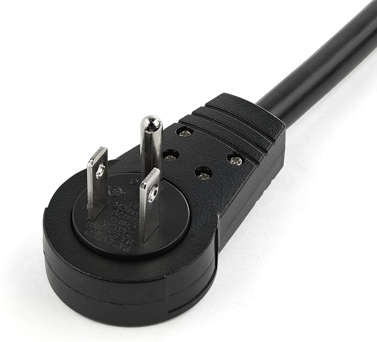StarTech.com 3ft (1m) Power Extension Cord - 360° Rotating Flat Plug Extension Cord - NEMA 5-15P to NEMA 5-15R, 16 AWG, 125V/15A - Black Short 3-Prong Power Extender Cable (RTPAC1013)