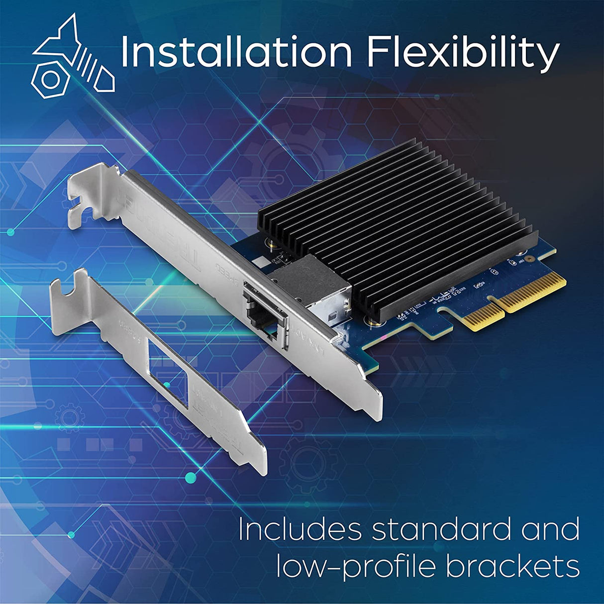 TRENDnet 10 Gigabit PCIe Network Adapter, Converts A PCIe Slot Into A 10G Ethernet Port, Supports 802.1Q Vlan, Includes Standard & Low-Profile Brackets, PCIe 2.0, PCIe 3.0, Silver, TEG-10GECTX PCI Express 10G RJ-45