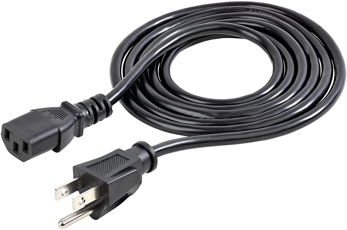 StarTech.com 6ft Standard Computer Power Cord (NEMA 5-15 to IEC 60320 C13) - 18 AWG Replacement AC Power Cable for PC or Monitor -125V, 10A - 10 Pack (PXT10110PK) 6 ft 10 pk