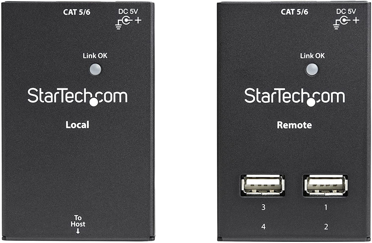 StarTech.com 4-Port USB 2.0 Extender - 165ft (50m) USB Over Cat5/Cat6 Extender - Compact USB 2.0 Over Ethernet Extender (USB2004EXTV) 4 Port (USB 2.0) 130 or 165 ft