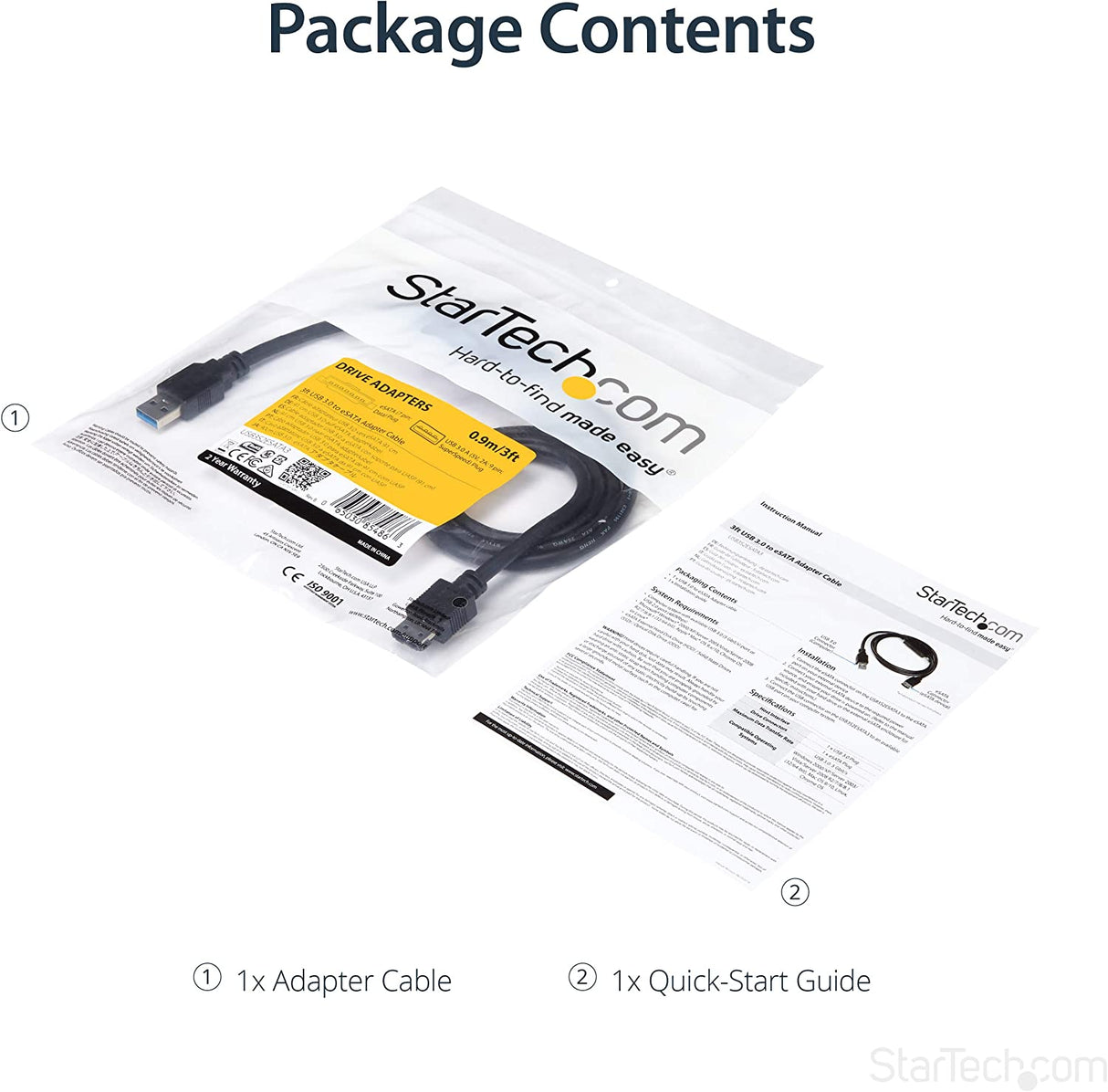 StarTech.com 3 ft USB 3.0 to eSATA Adapter - 6 Gbps USB to HDD/SSD/ODD Converter - Hard Drive to USB Cable (USB3S2ESATA3) eSATA (SATA III) USB 3.0