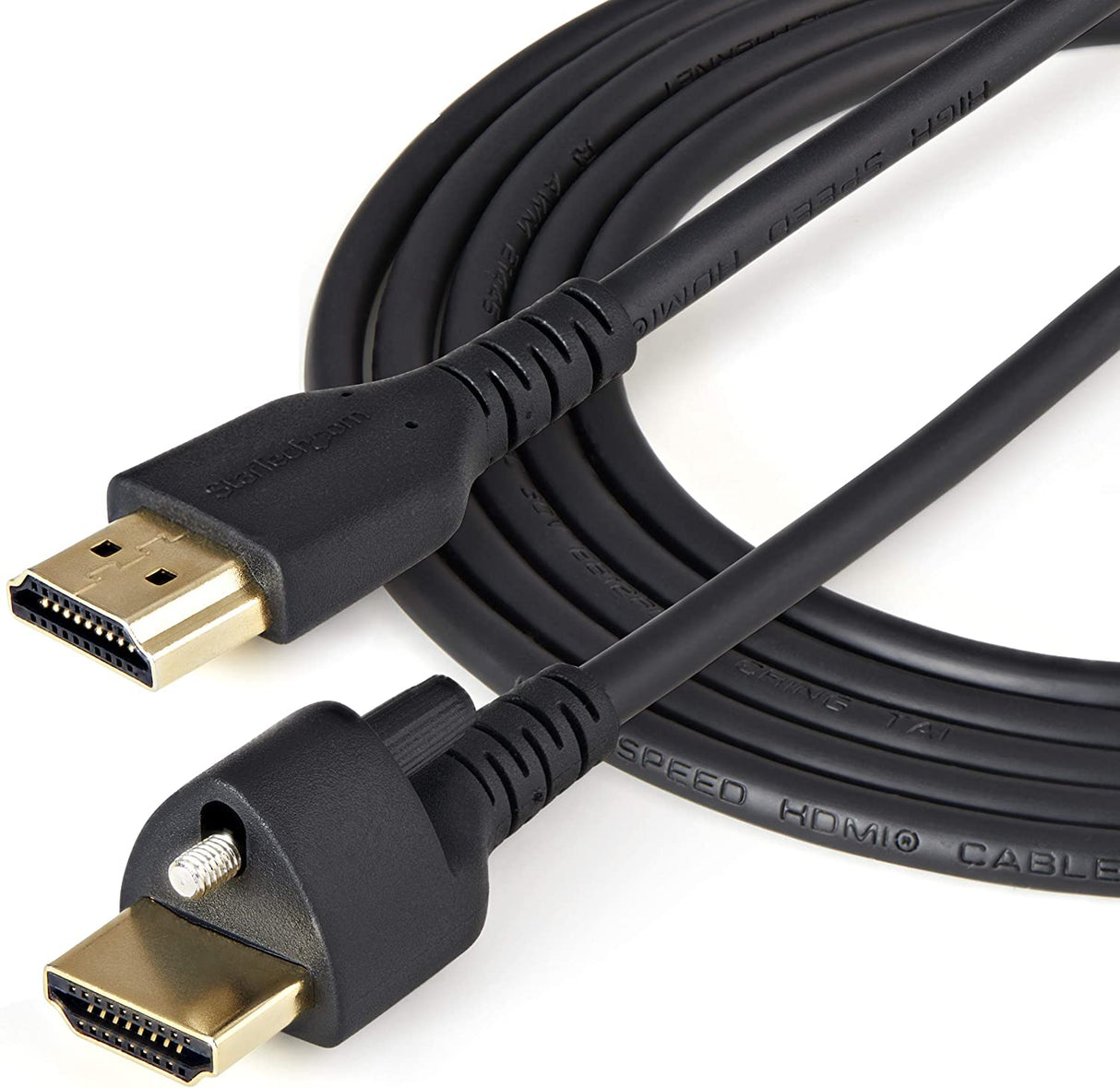StarTech.com 1m(3ft) HDMI Cable with Locking Screw - 4K 60Hz HDR - High Speed HDMI 2.0 Monitor Cable with Locking Screw Connector for Secure Connection - HDMI Cable with Ethernet - M/M (HDMM1MLS) 1M (3.3 Feet)