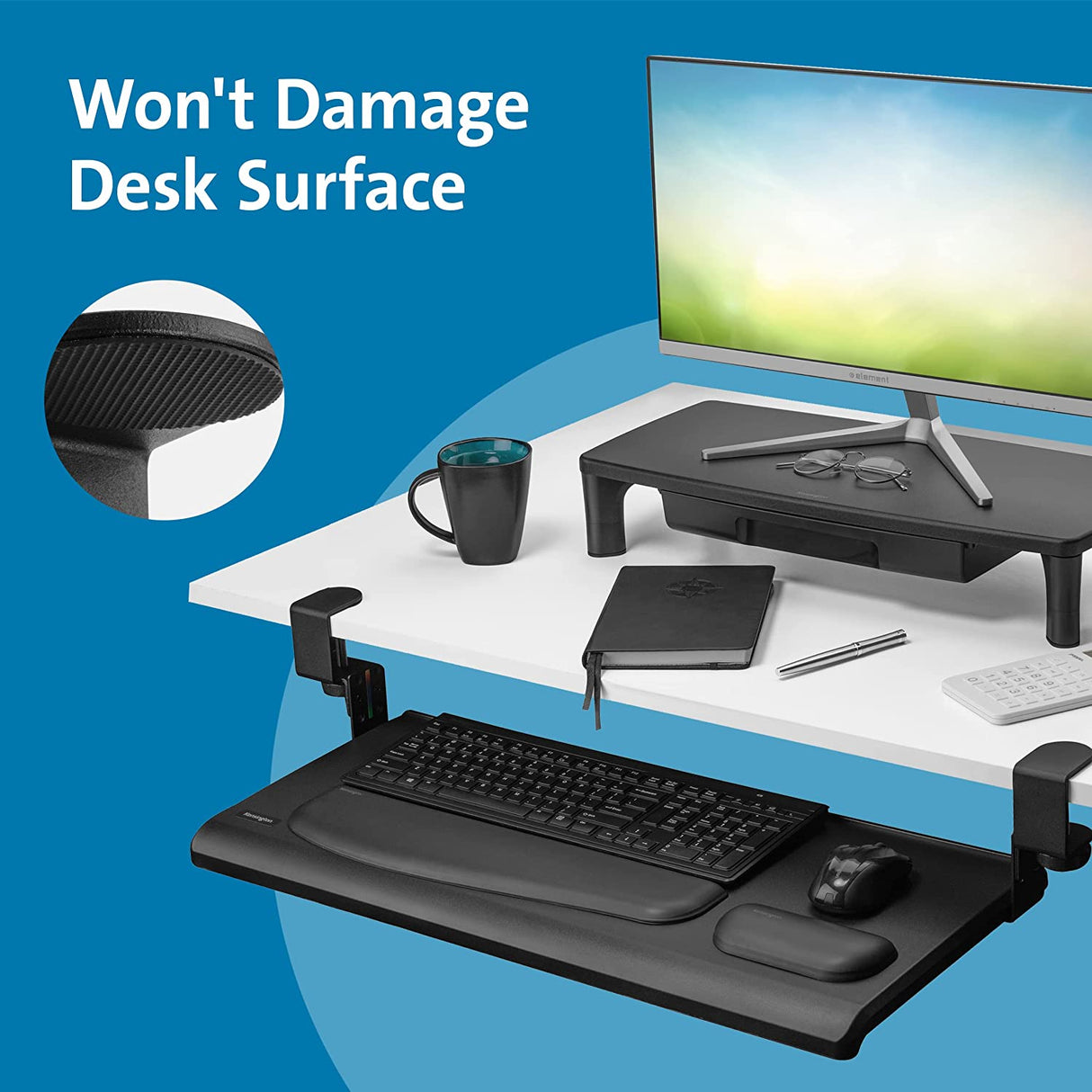Kensington SmartFit Clamp-On Keyboard Drawer Clamp-On KB Drawer