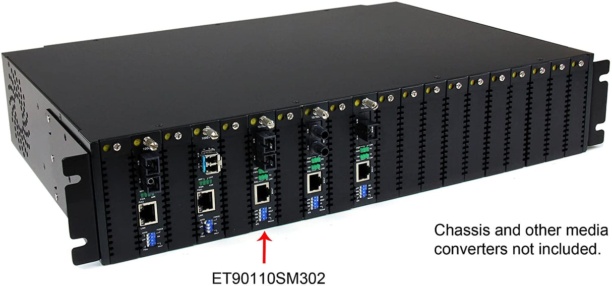 StarTech.com 10/100 Mbps Single Mode Fiber Media Converter SC - 18.6 miles/30km Over Single Mode SC Fiber (ET90110SM302) 30km | 10/100 Mbps Chassis Mount
