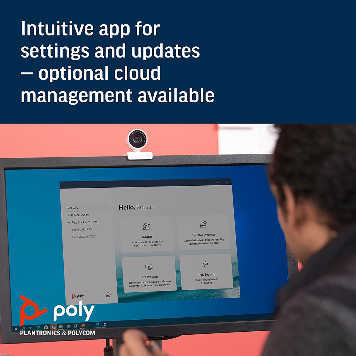 Poly Studio P5 Professional Webcam (Plantronics) - 1080p HD Laptop Camera for Video Conference & Distance Learning - Monitor & Tripod Mount - Privacy Shutter-Works w/Teams (Certified), Zoom(Certified) Poly Studio P5 Webcam