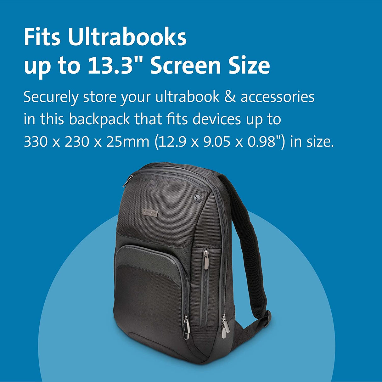 Kensington Triple Trek Slim Backpack for MacBooks, Chromebooks, Tablets & Ultrabooks up to 13-Inch-14-Inch (K62591AM), Black