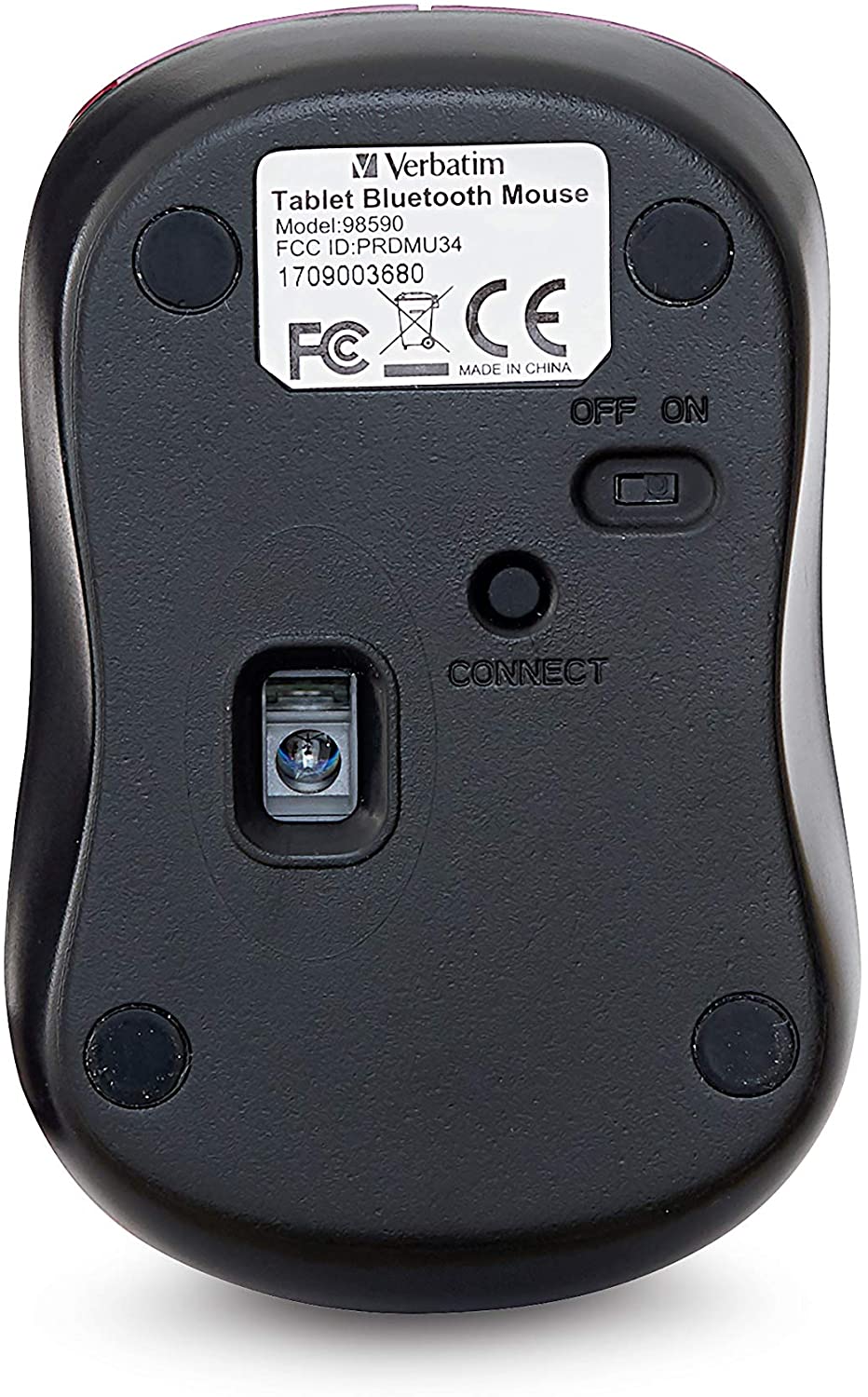 Verbatim Bluetooth Wireless Tablet Multi-Trac Blue LED Mouse - Garnet