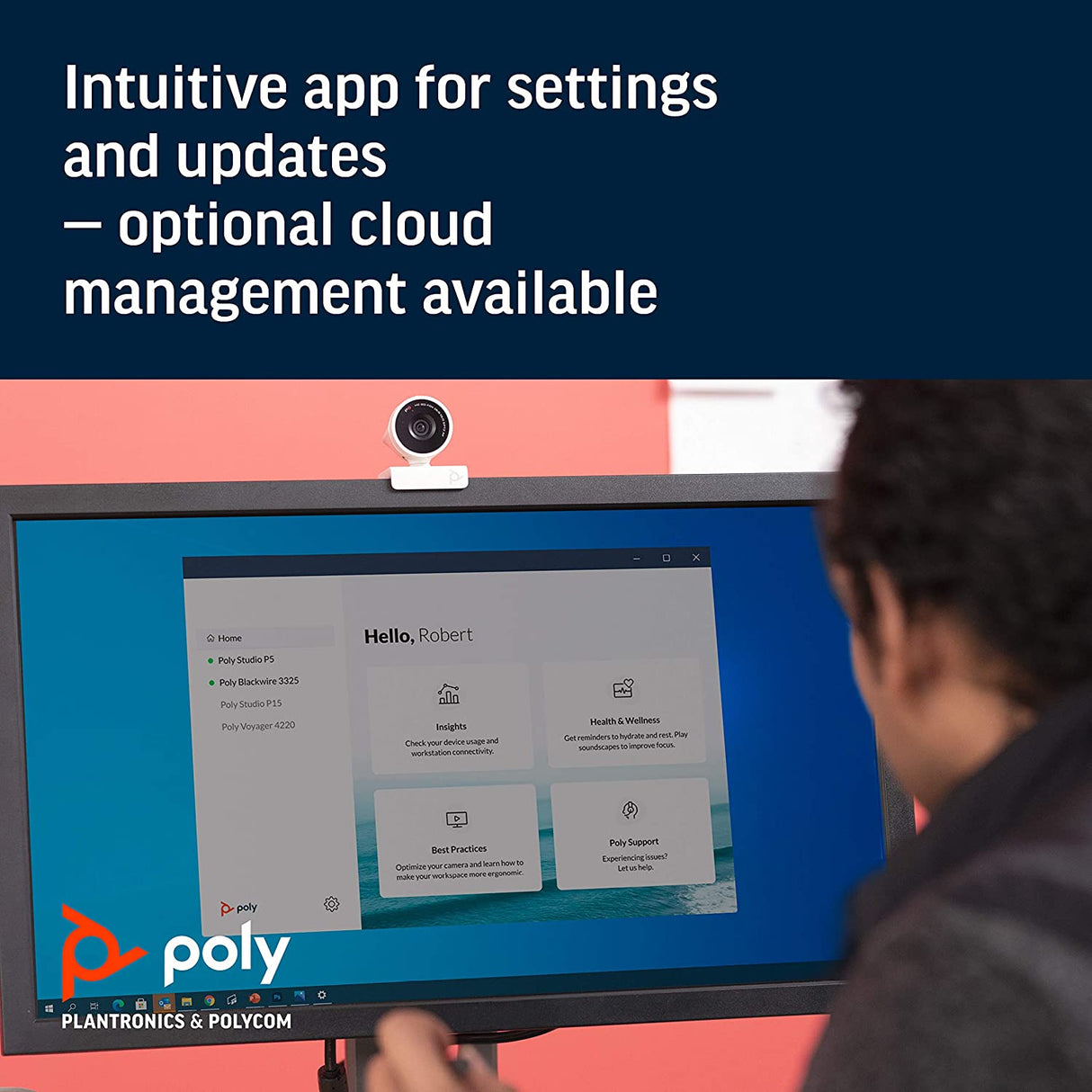 Poly Studio P5 Professional Webcam (Plantronics) - 1080p HD Laptop Camera for Video Conference & Distance Learning - Monitor & Tripod Mount - Privacy Shutter-Works w/Teams (Certified), Zoom(Certified) Poly Studio P5 Webcam