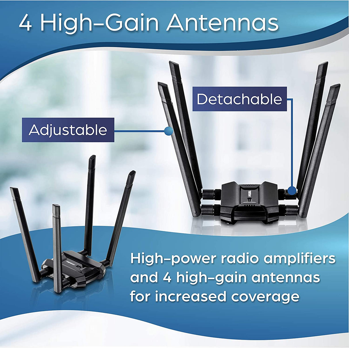 TRENDnet AC1900 High Power Dual Band Wireless USB Adapter, Increase-Extend WiFi Wireless Coverage, Stream 4K HD Video, Windows-Mac OS Compatible, USB 3.0 to USB Type A, Black, TEW-809UB