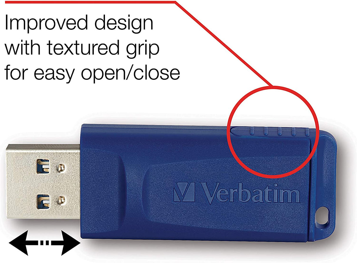 Verbatim 8GB USB 2.0 Flash Drive - Cap-LESS & Universally Compatible - Blue - 97088 8 GB Standard Packaging