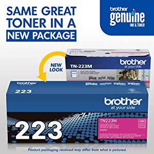 Brother Genuine TN223M, Standard Yield Toner Cartridge, Replacement Magenta Toner, Page Yield Up to 1,300 Pages, TN223, Amazon Dash Replenishment Cartridge