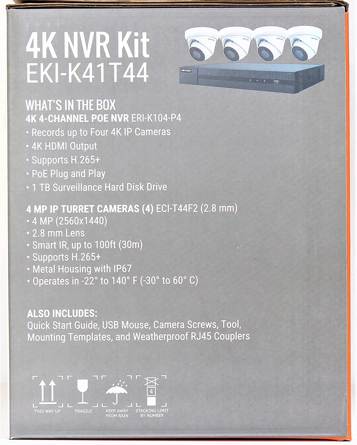 Hikvision usa Hikvision 4K Value Express Kits - Camera, Network Video Recorder - 2560 x 1440 Camera Resolution - 98.43 ft Night Vision Support - HDMI - TAA Compliance
