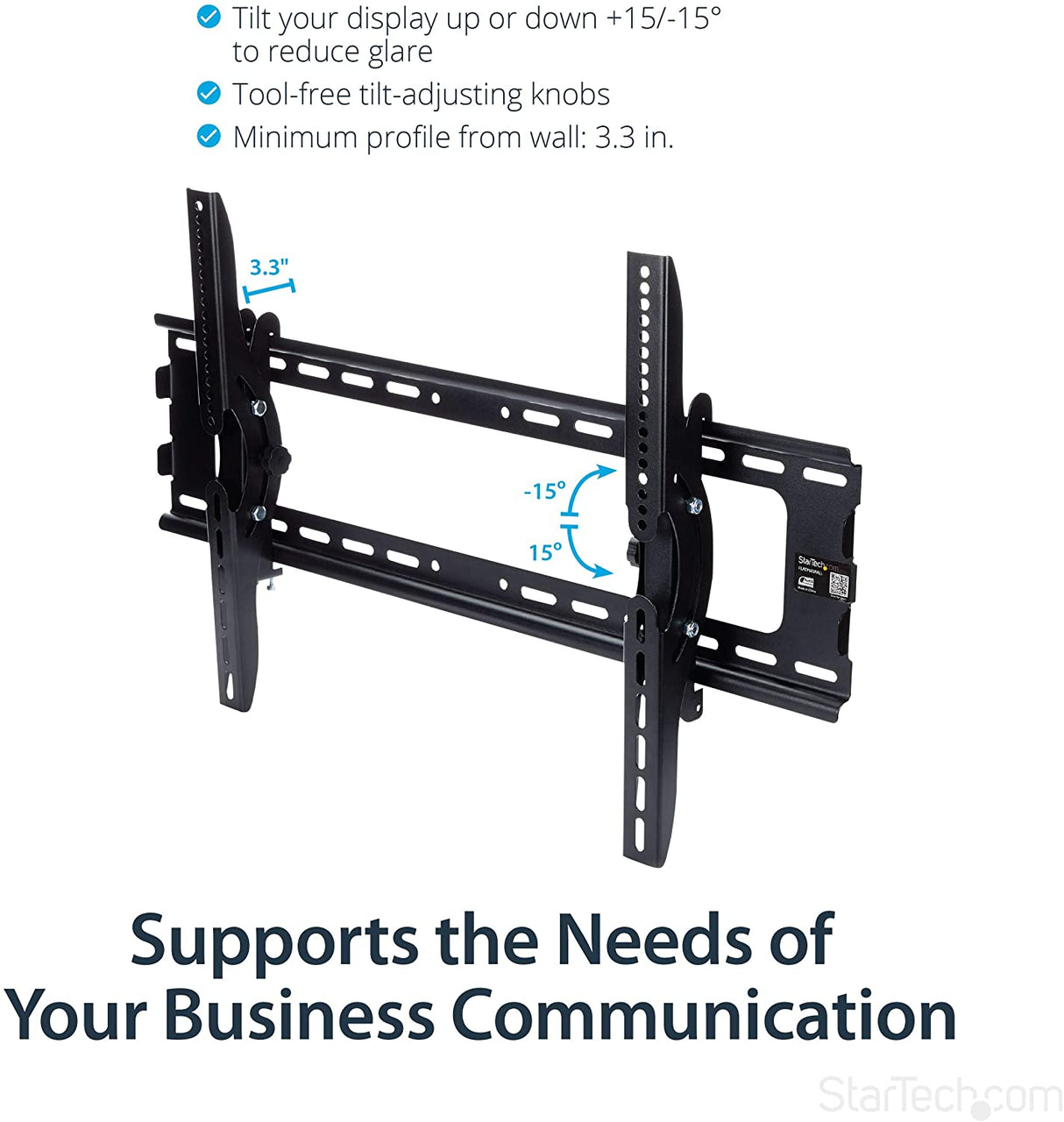 StarTech.com Flat Screen TV Wall Mount - Tilting - Supports 32" to 75" TVs - Steel - VESA TV Mount - Monitor Wall Mount (FLATPNLWALL) 32"-75" Tilting