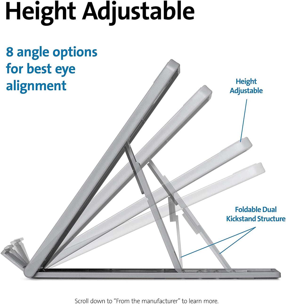 Kensington SmartFit Easy Riser Go Adjustable Ergonomic Laptop Riser and Cooling Stand for up to 14" Laptops (K50421WW)