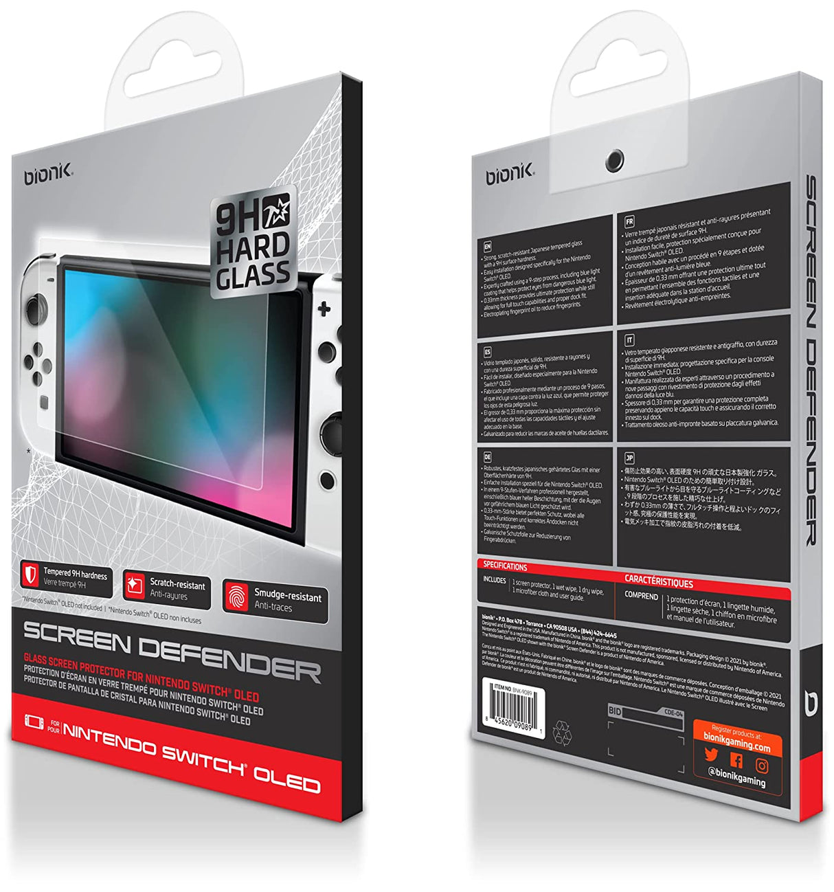 Bionik Screen Protector For Nintendo Switch (OLED): Tempered Glass, 9H Surface Hardness, Scratch Resistant Switch OLED