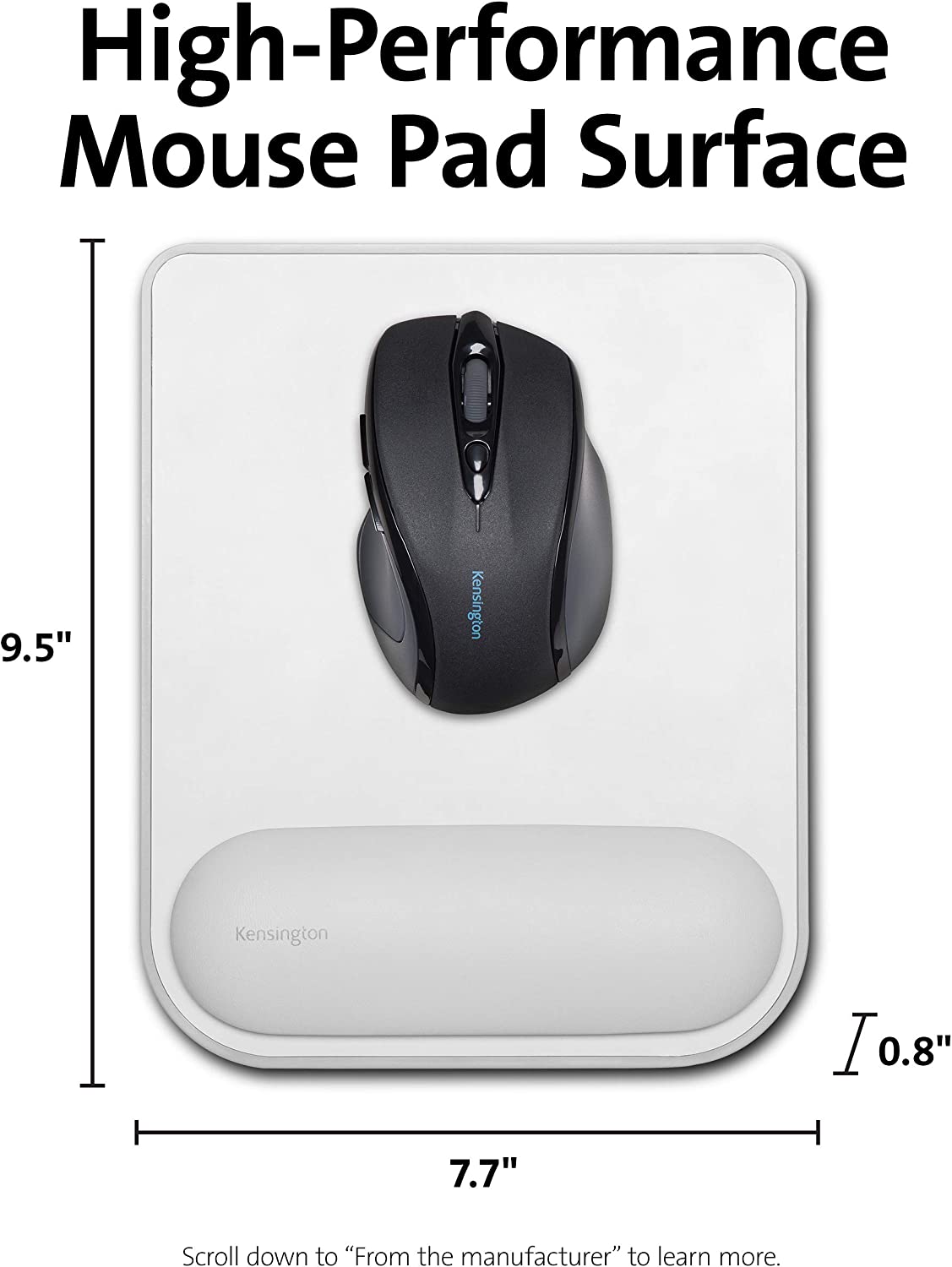 Kensington Mousepad with ErgoSoft Wrist Rest for Standard Mouse-Gray (K50437WW)