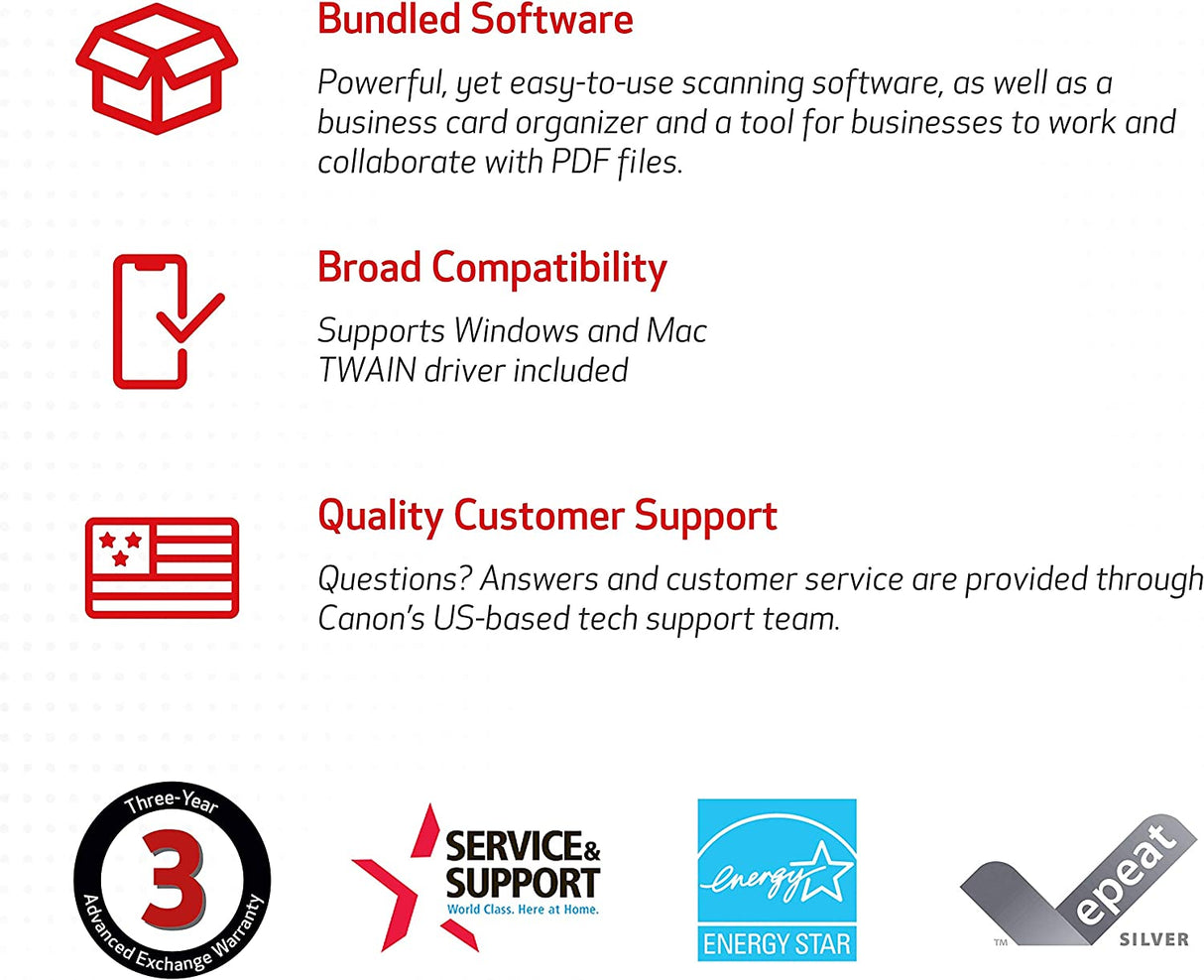 Canon ImageFORMULA DR-C225 II Office Document Scanner, Black - 3258C002