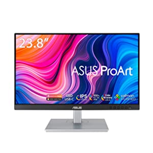 ASUS ProArt Display PA247CV 23.8” Monitor, 1080P Full HD, 100% sRGB/Rec. 709, IPS, ?E < 2, USB hub USB-C HDMI DisplayPort with Daisy-chaining, Calman Verified, Eye Care, Anti-glare, Ergonomic Stand 23.8" FHD USB-C HDMI DP Daisy-chain Monitor