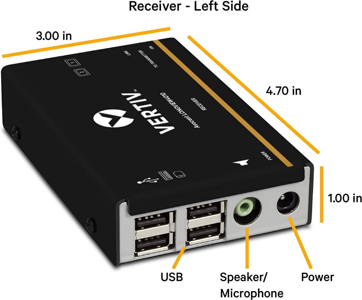 Vertiv Avocent LV 4010P High-Performance HD KVM Extender Kit with Receiver & Transmitter, VGA, Single Monitor, Extend up to 50 m. / 164 ft. (4010P) 165 ft Single