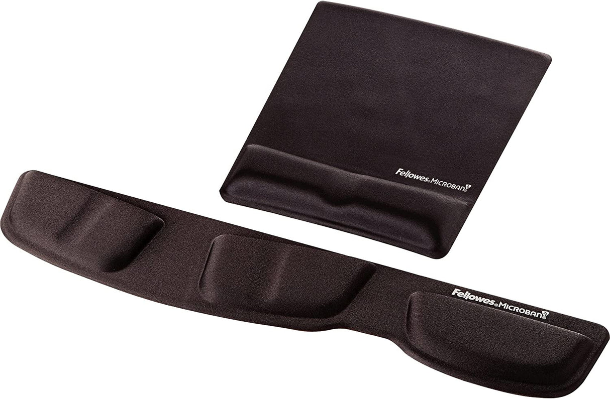Fellowes Mouse Pad/Wrist Support with Mircoban Protection, Black (9181201) Black Single