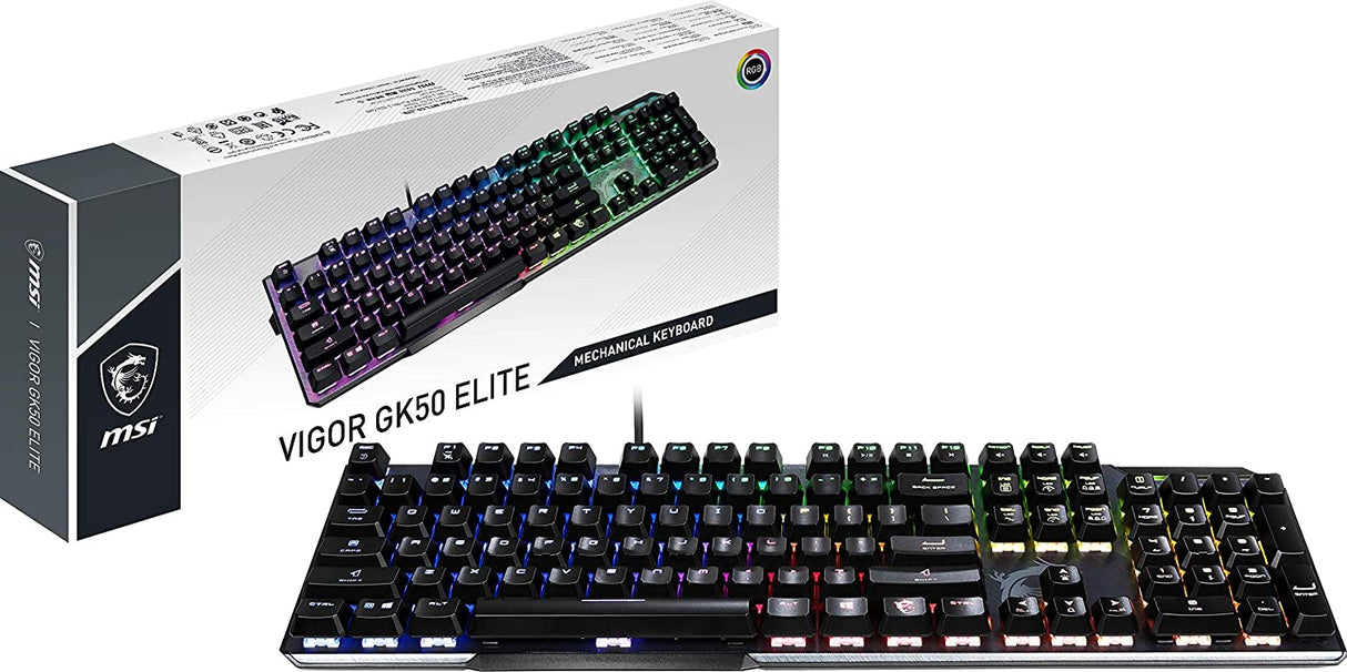 MSI Vigor GK50 Elite LL Mechanical Gaming Keyboard, Kailh Blue Switches, RGB Mystic Light VIGOR GK50 ELITE LL US