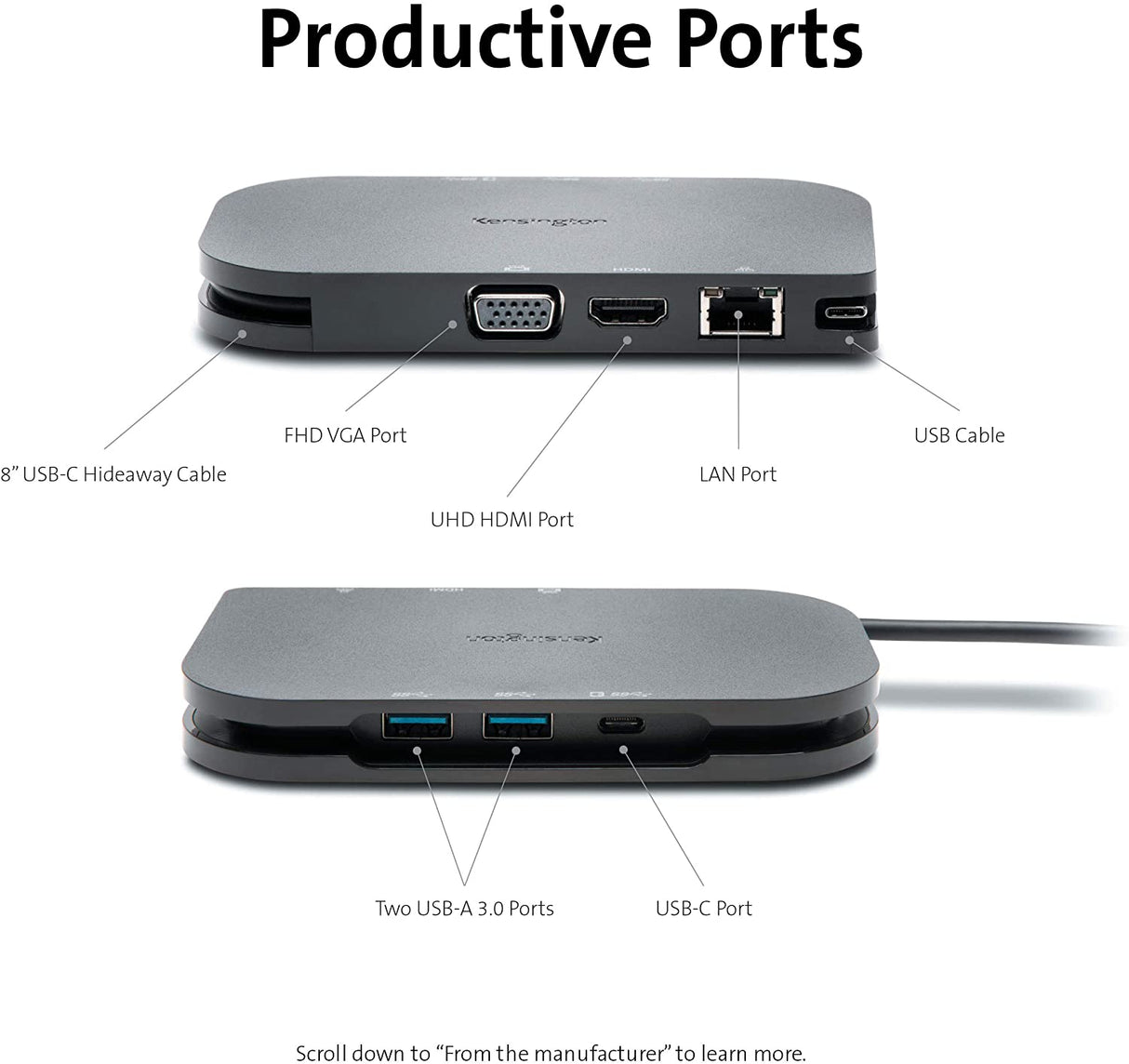 Kensington SD1610P Surface Dock for Microsoft Surface Pro 8, 7 & 7+, Surface Pro X, Surface Go, Surface Laptop and Surface Book (K38365WW)