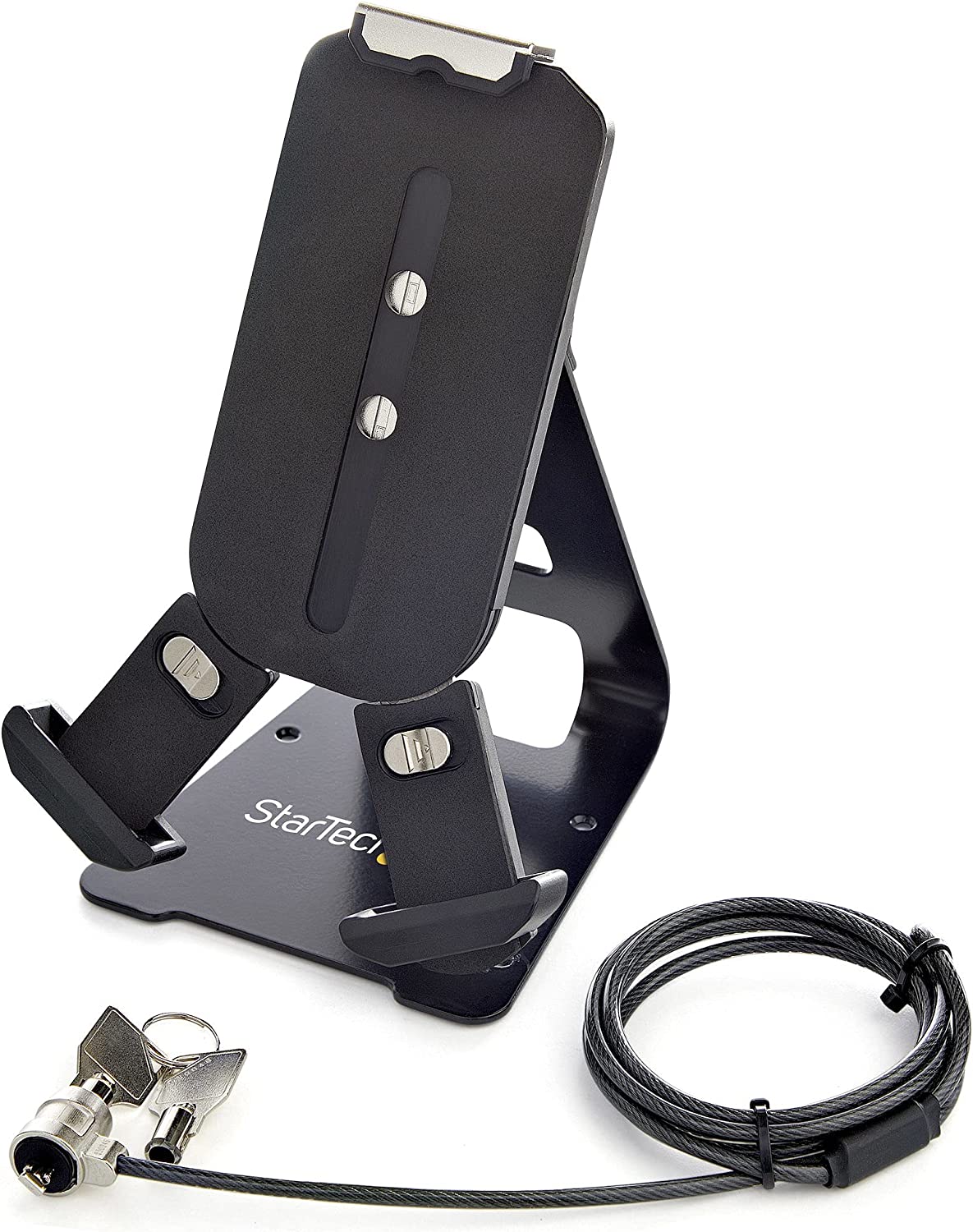 StarTech Secure Tablet Stand K-Slot Cable Lock - Locking Tablet Holder for 7.9"-13" Tablets - Universal Adjustable Tablet Mount for Desk/Surface - Lockable Anti-Theft Security Mount (SECTBLTDT), Black