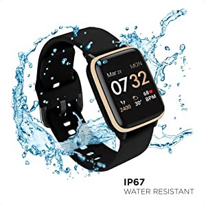 iTouch Kendall + Kylie Smartwatch iPhone and Android Compatible, Pedometer, Walking and Running Tracker for Women and Men (Gold Case and Black/Leopard Print Interchangeable Straps) Gold Case - Black/Leopard Print Straps