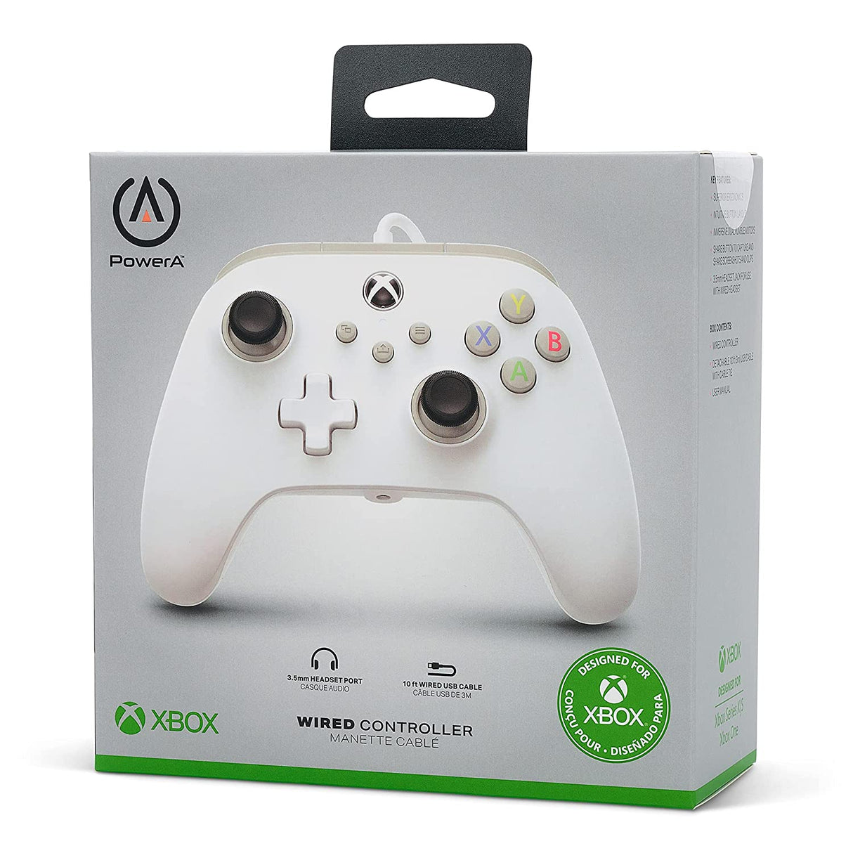 PowerA Wired Controller for Xbox Series X|S - White, gamepad, wired video game controller, gaming controller, works with Xbox One - Xbox Series X White/Black