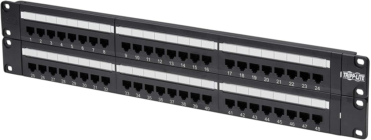 Tripp Lite 48-Port 2U Rackmount Cat6 110 Patch Panel 568B, RJ45 Ethernet(N252-048) , Black 48-Port (2U)
