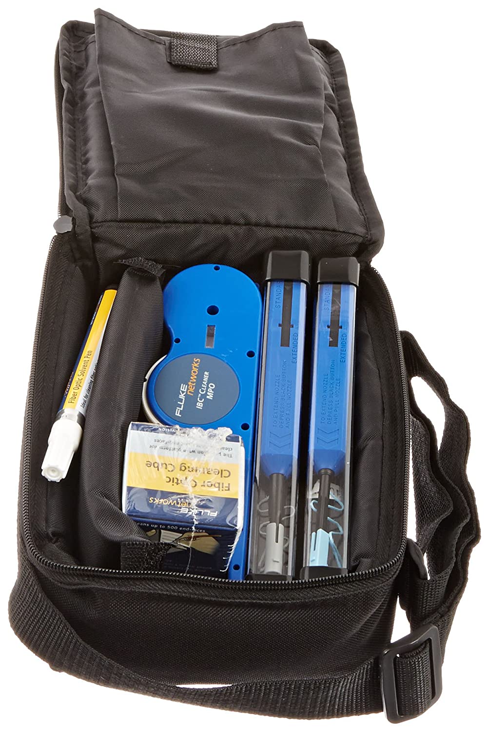 Fluke Networks NFC-KIT-CASE-E Enhanced Fiber Optic Cleaning Kit, Fiber Tester Accessory CASE,ONE CLICKS,CUBE,PEN,SWABS,CARDS