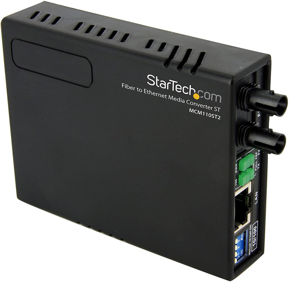 StarTech.com 10/100 Mbps Ethernet to Fiber Optic Media Converter - ST Multimode - 1310nm - 2km - Full/Half Duplex (MCM110ST2) Black
