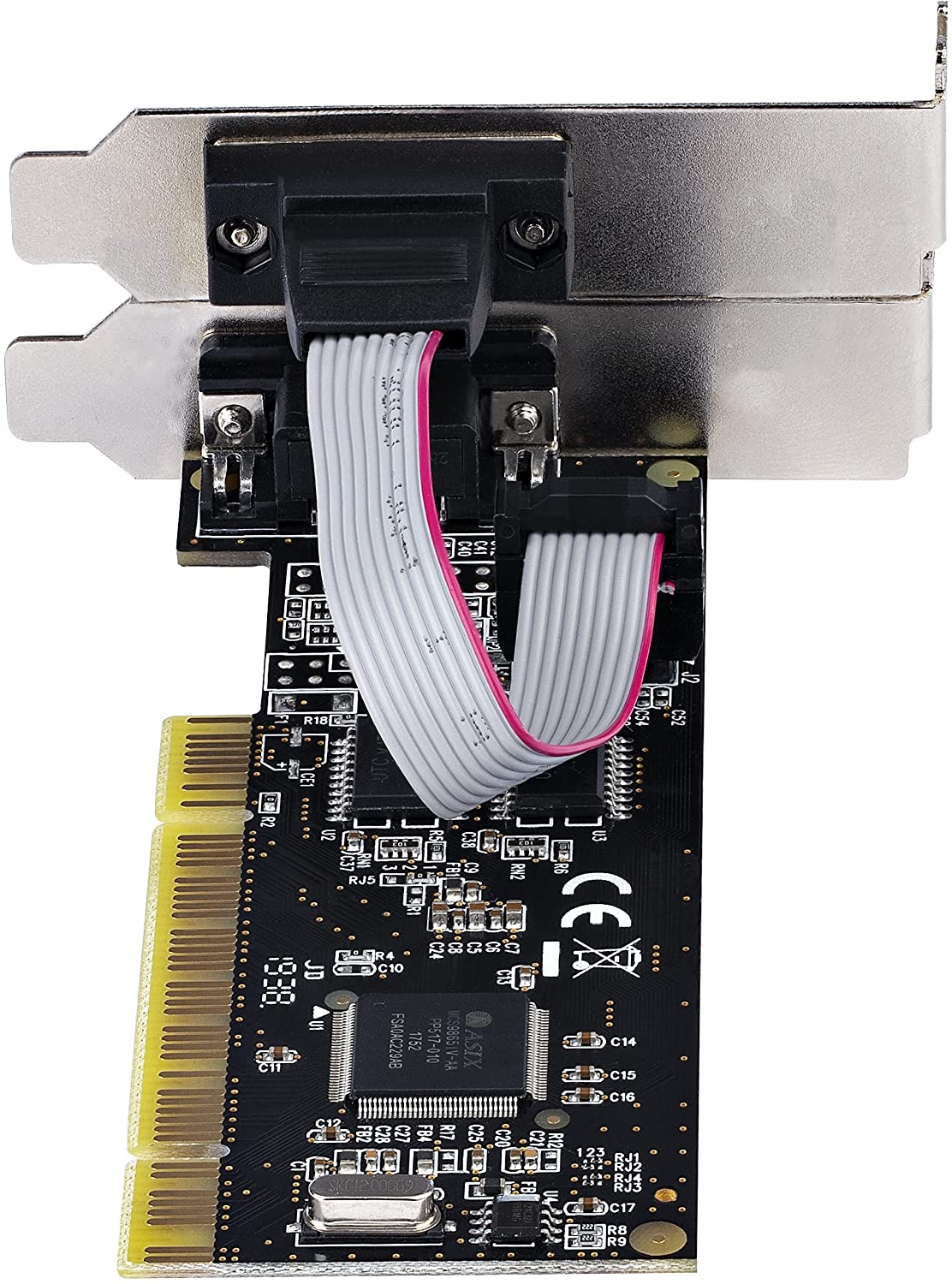 StarTech.com 2-Port PCI RS232 Serial Adapter Card - PCI Serial Port Expansion Controller Card - PCI to Dual Serial DB9 Card - Standard (Installed) & Low Profile Brackets - Windows/Linux (PCI2S5502)