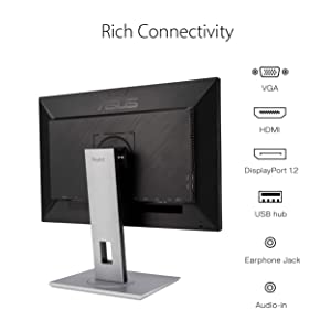 ASUS ProArt Display PA248QV 24.1” WUXGA (1920 x 1200) 16:10 Monitor, 100% sRGB/Rec.709 ?E < 2, IPS, DisplayPort HDMI D-Sub, Calman Verified, Eye Care, Anti-glare, Tilt Pivot Swivel Height Adjustable 24.1" 16:10 1920x1200 DP HDMI D-Sub