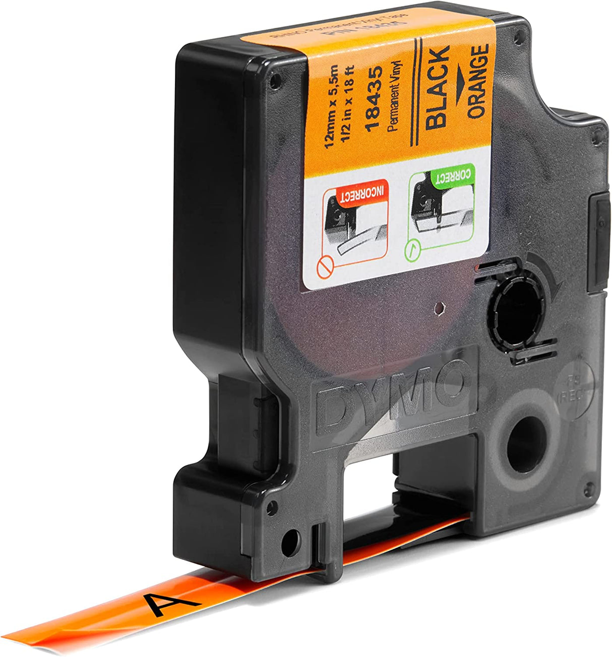 DYMO Industrial Labels for DYMO Industrial Rhino Label Makers, Black on Orange, 1/2", 1 Roll (18435) Black on Orange 1/2" (12MM) Makers