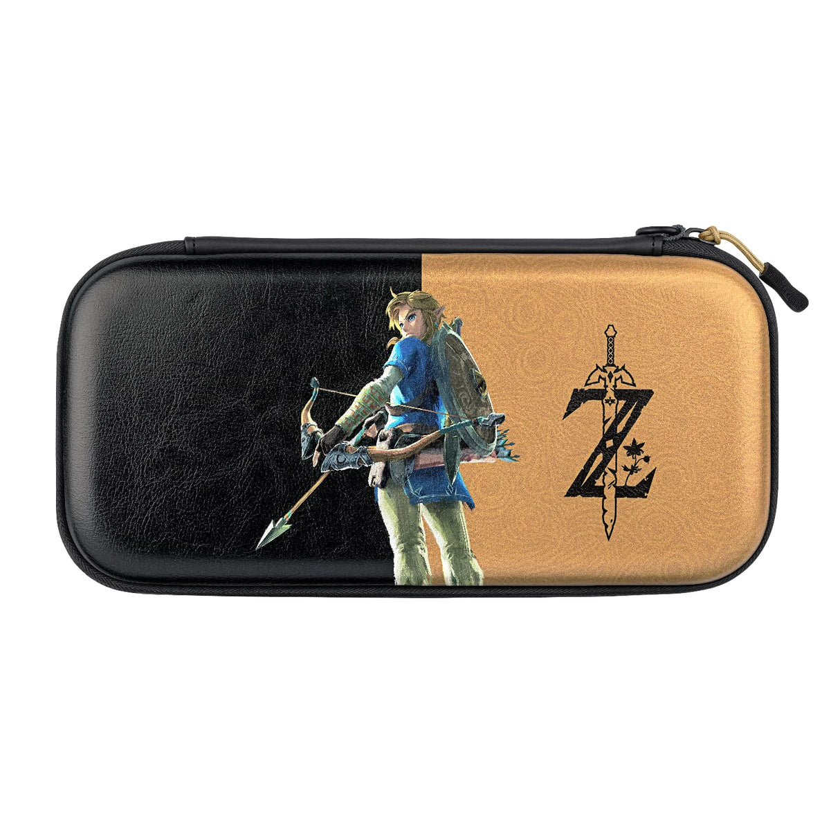 PDP Gaming Officially Licensed Switch Slim Deluxe Travel Case - Zelda Breath of the WIld - Semi-Hardshell - Console Stand - Protective PU Leather - Holds 14 Games - Works with Switch OLED & Lite Hyrule Hero Link