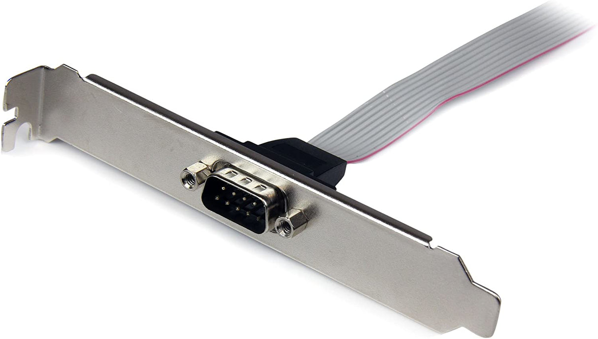StarTech.com 16in (40cm) 9 Pin Serial Male to 10 Pin Motherboard Header Slot Plate - motherboard Serial Port Adapter (PLATE9M16), Gray