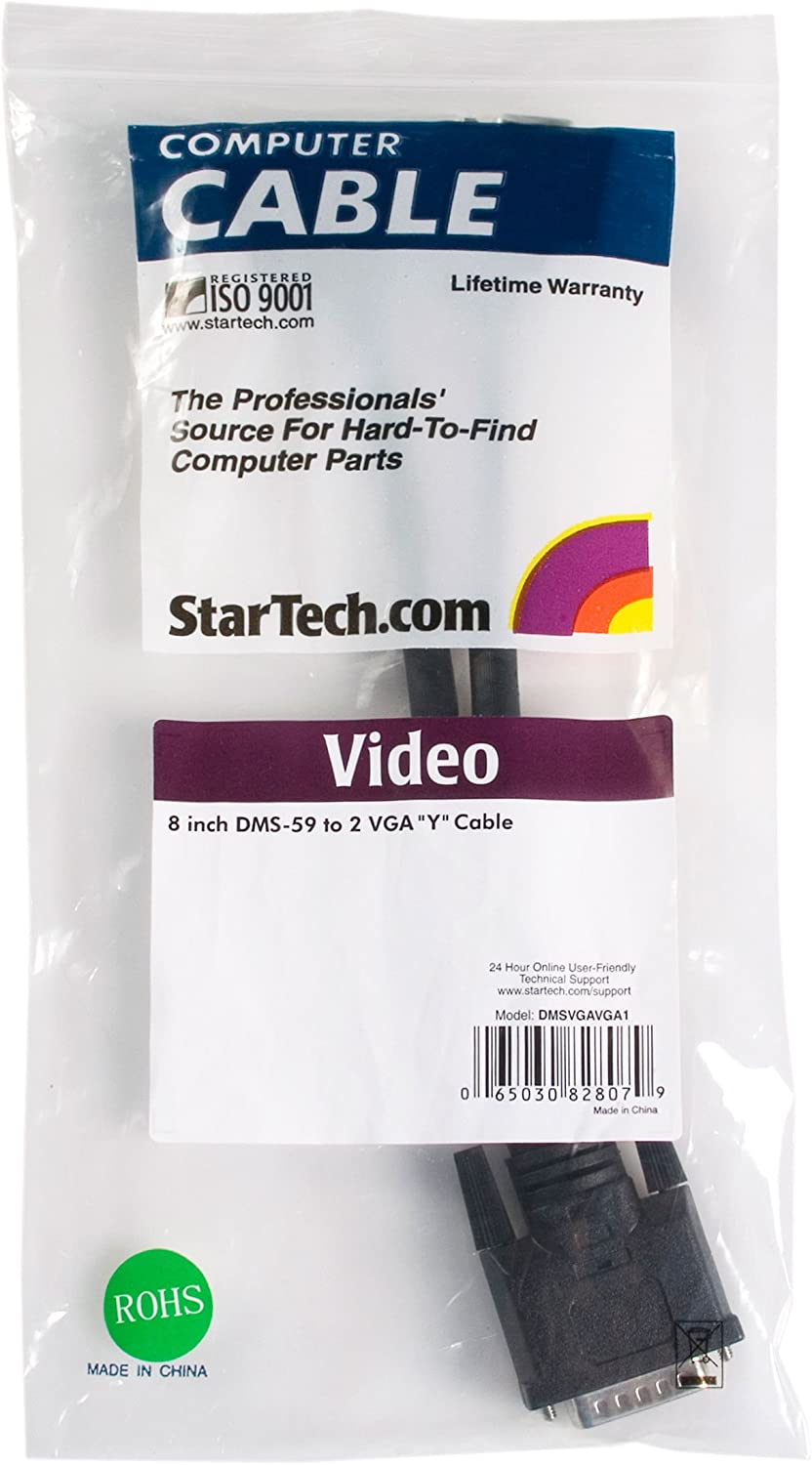 StarTech.com DMS 59 to VGA Splitter - 8in - DMS 59 to 2X VGA - Y Cable - Monitor Splitter Cable - DMS 59 Cable - DMS 59 to VGA Adapter (DMSVGAVGA1)