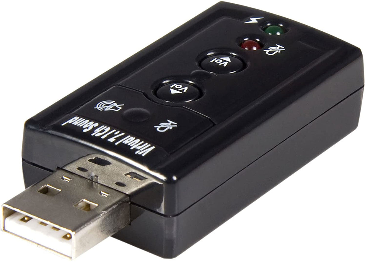 StarTech.com Virtual 7.1 USB Stereo Audio Adapter External Sound Card - Sound card - stereo - USB 2.0 - ICUSBAUDIO7,Black